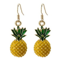 Gold Pineapple Drop Dangle Earrings Cute Fruit Jewelry Fashionable Women's Accessories Unique Birthday Idea