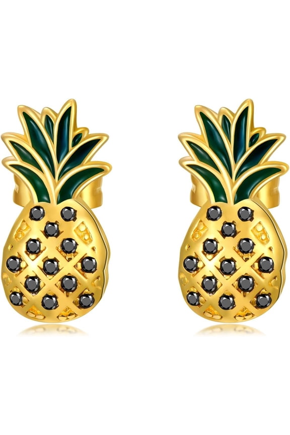 Gold Pineapple Earrings for Women 925 Sterling Silver Pineapple Stud Earrings Pineapple Jewelry Gifts for Women