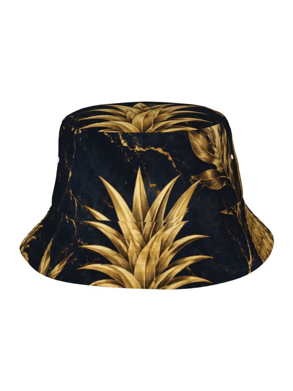 Gold Pineapple Tropical Fisherman's Hat Casual and Breathable Sun Hat for Men and Women