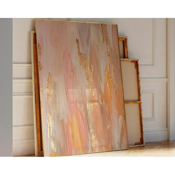 Gold And Pink Abstract Art Print, Gift Gold Wall Art, Abstract Wall Art, Minimalist Wall Art, Living Room Decor Wall Art, Modern Wall Decor, 8x12 UNFRAMED