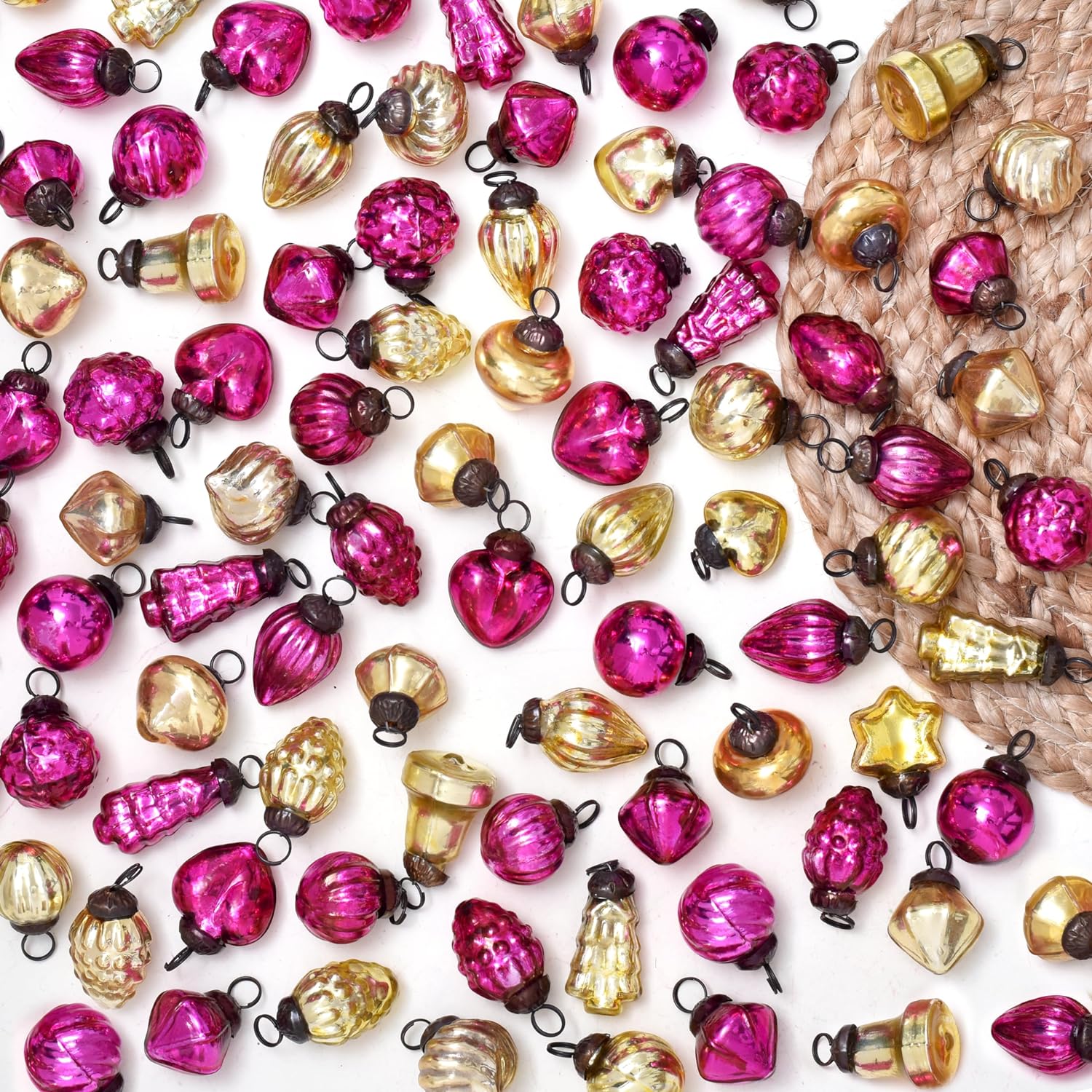 Gold Pink Christmas Ornaments 50 PieceGlass Christmas OrnamentsPink