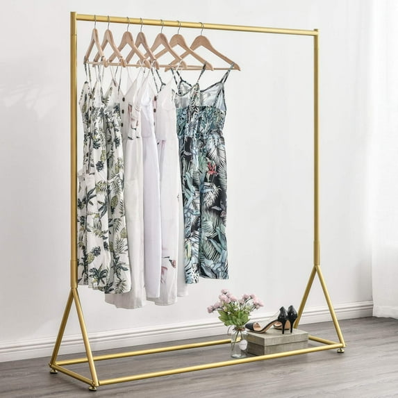Gold Pipe Clothing Racks Freestanding Modern Metal Clothes Rack Heavy Duty Easy Assemble Clothing Rack for Hanging Boutiques and Bedroom L