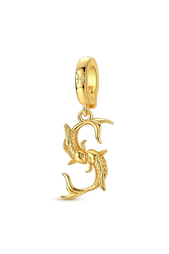 Gold Pisces Universal Clasp Silver Plated Charm