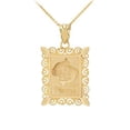 thumbnail image 1 of Gold Pisces Zodiac Sign Filigree Square Pendant Necklace - 10K, Pendant with 18" chain, 1 of 1