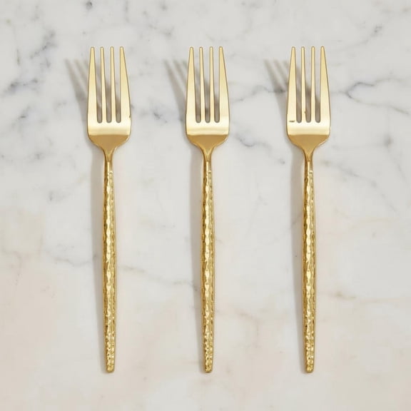 Gold Plastic Forks - Hammered Heavy Duty Plastic Silverware - Perfect for Parties & Weddings and Other Daily Events