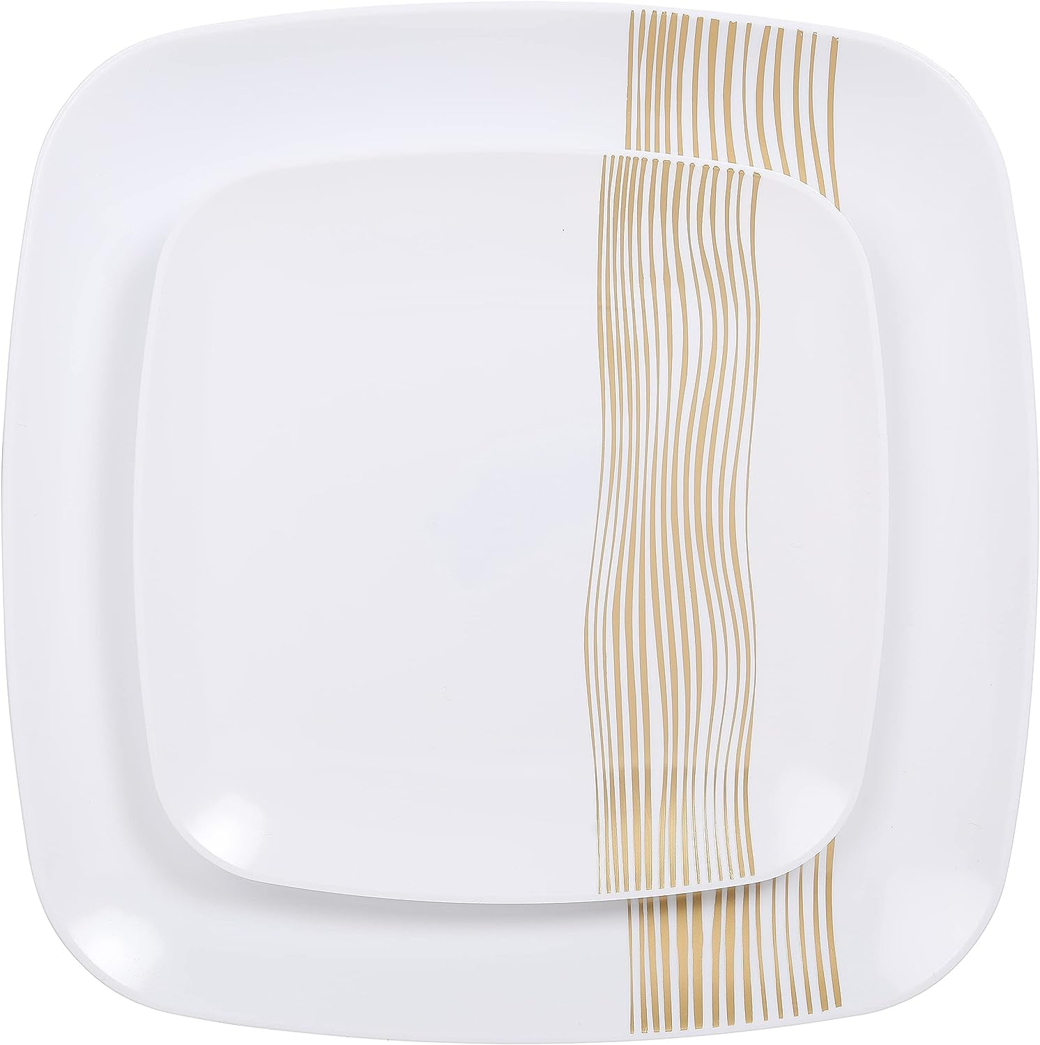 Gold Plastic Plates 40 Pack 20 Square 10.25'' & 20 Round 7.5