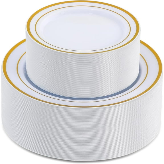 Gold Plastic Plates for Party, Disposable Heavy Duty Plastic Plates -  Plates for Party Wedding