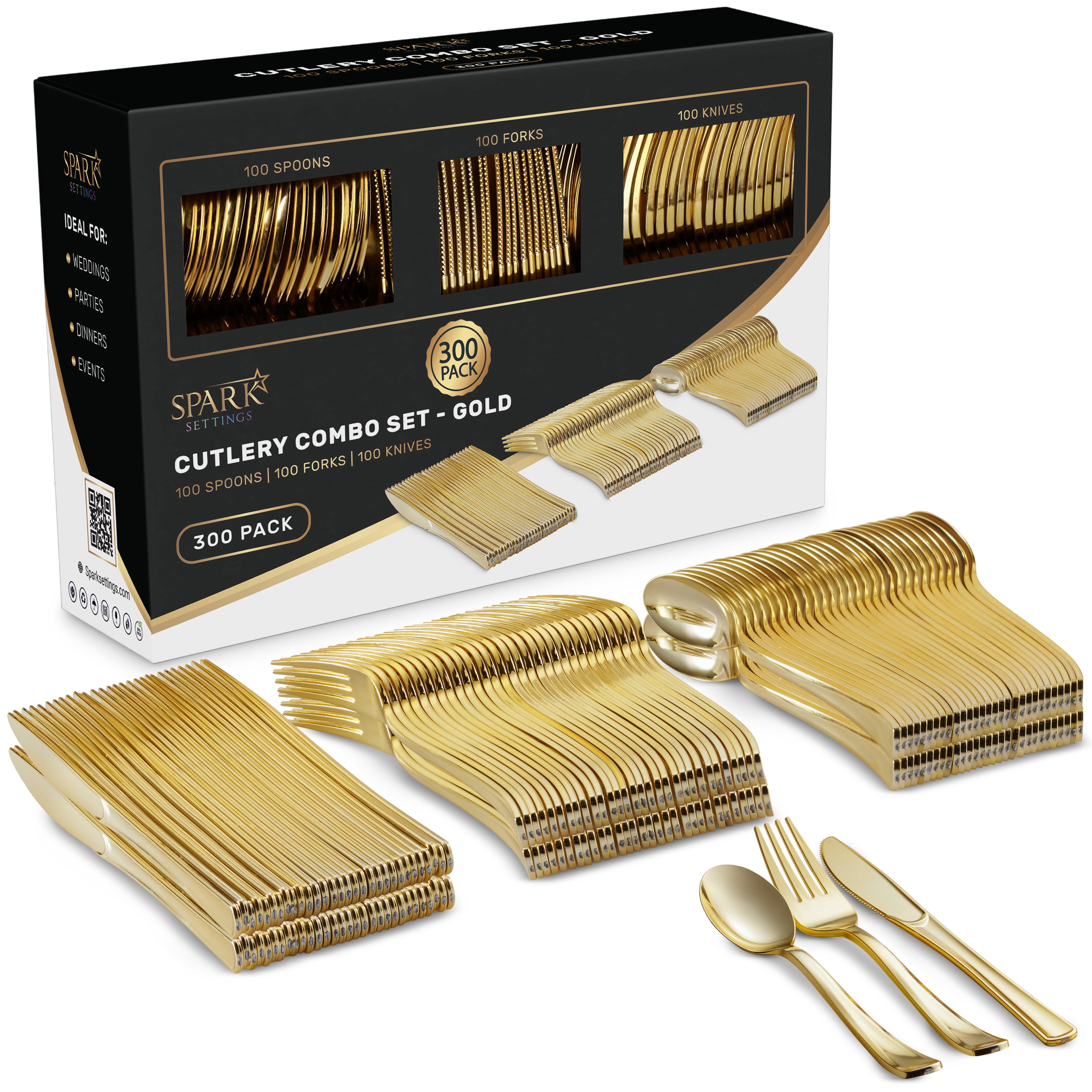 Kaya Plastic Shiny Metallic Groove Knives - 7.5 Inch Silver Cutlery (24 Pcs) For Parties, Events, Dining