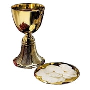 Gold Plate Brass Chalice with Paten, 12 Ounce