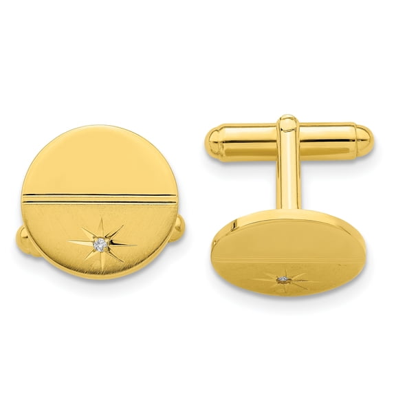 Gold Plated 0.01 ct Diamond Cuff Links