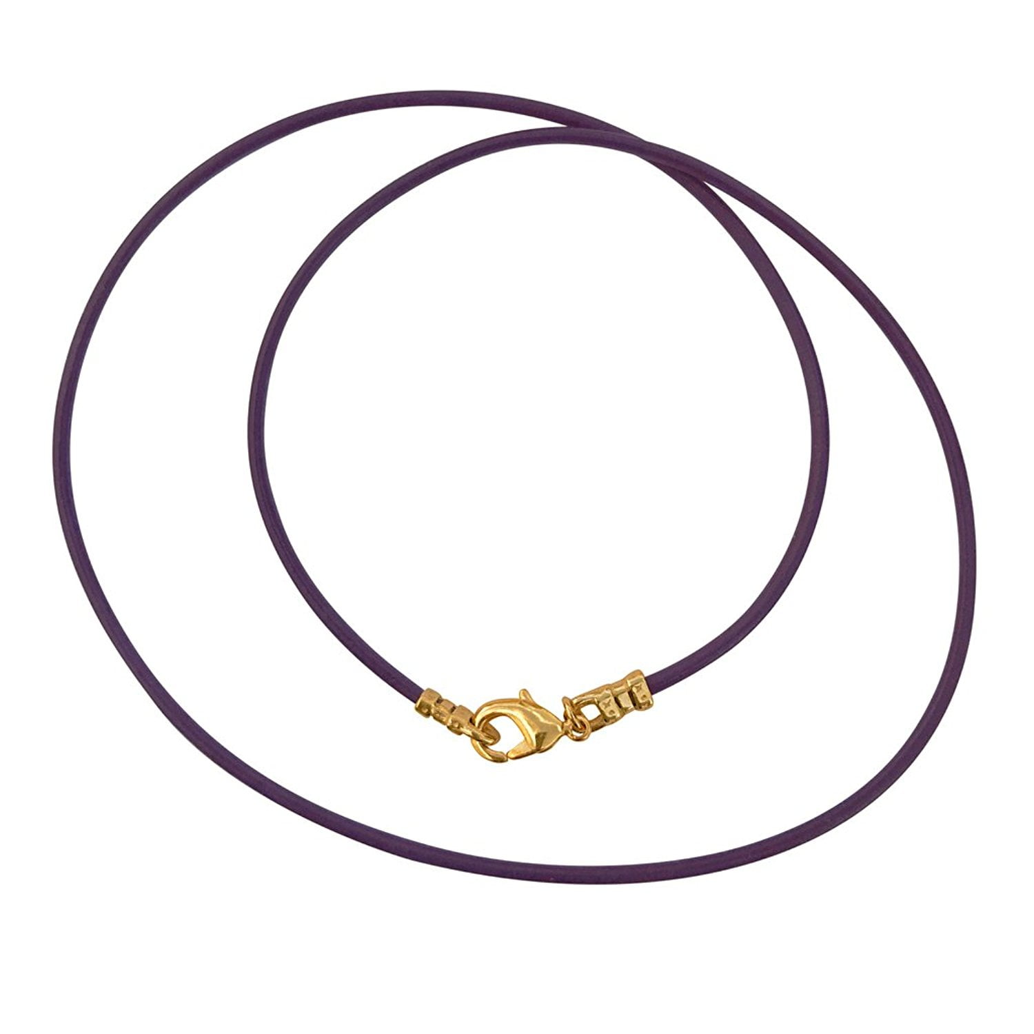 Gold Plated 1.8mm Fine Purple Leather Cord Necklace