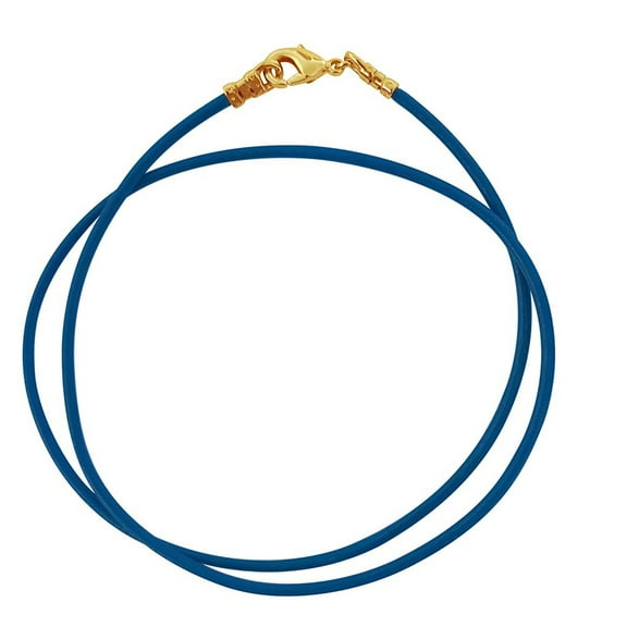 Gold Plated 1.8mm Fine Sky Blue Leather Cord Necklace