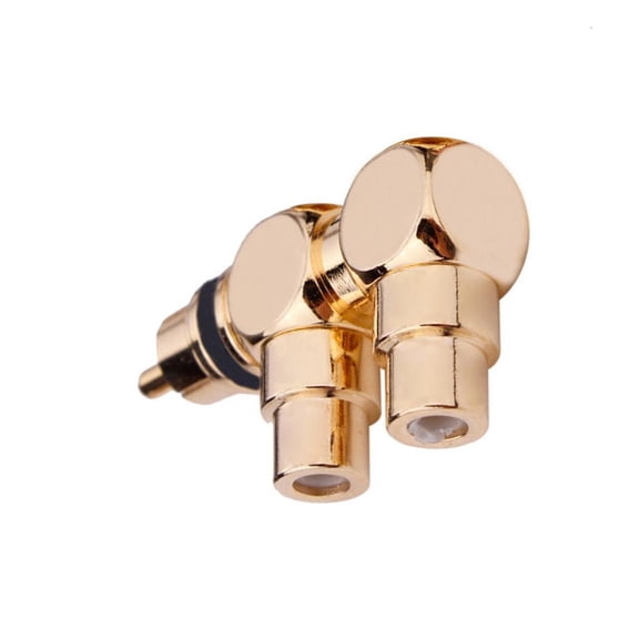 Gold Plated 1 Male to 2RCA Female Splitter Adapter Video Sound Two Way Connector