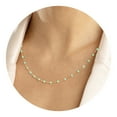 thumbnail image 1 of Gold Plated 20-inch Adjustable Mint Green Enamel Bead Chain Necklace for Women, 1 of 6