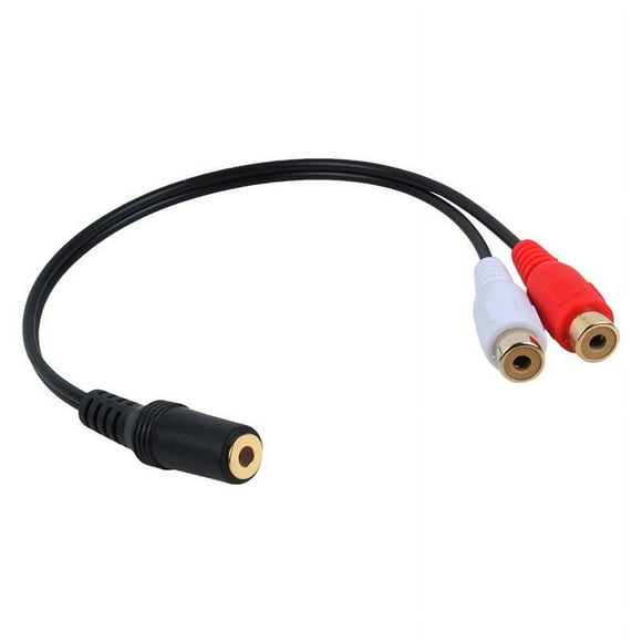 Gold Plated 3.5mm Female to 2 Female Jacks Stereo Adapter Audio Splitter RCA (15cm) Black