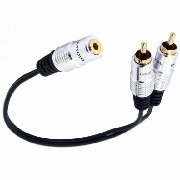 Gold Plated 3.5mm Female to 2RCA Male Cable Connectors Wire Line Easy Connection Superior Sound Performances