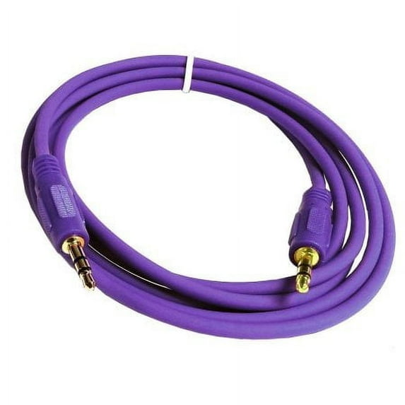 Gold Plated 3.5mm Plug Male to Male Stereo Auxiliary Aux Cord Cable (12ft) for Beats Headphones, iPods, iPhones, iPads, Home / Car Stereos and More - Purple