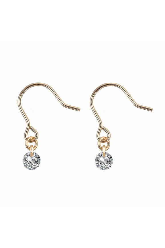 Gold Plated 5mm AAAA Cubic Zirconia Dangle Mini Small Dainty Earrings