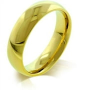 Gold Plated 6mm Wide 316 Stainless Steel Man or Woman Plain Comfort Fit Wedding Ring Band - Size 6