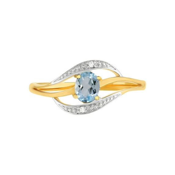 Gold Plated 7X5 Mm Oval Shape Natural Sky Blue Topaz Ring 925 Sterling Silver Rings
