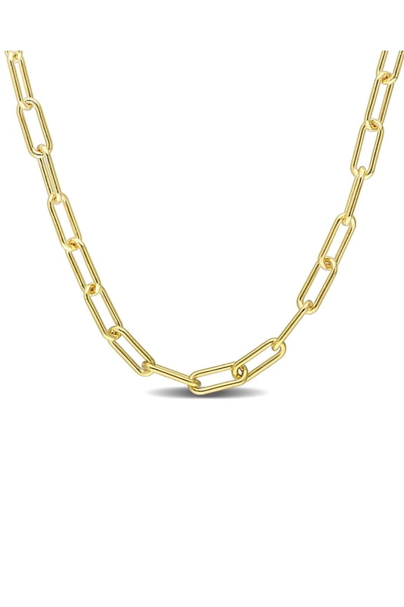 Gold Plated 925 Sterling Silver 3.5mm Paperclip Cable Chain Choker Necklace (16 Inch-36 Inch) 36 Inch Choker Necklace fo