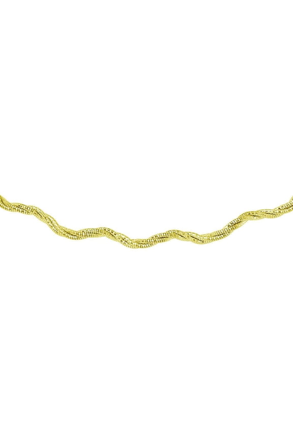 Gold Plated 925 Sterling Silver 3 Layer Wave Omega Chain 2.7mm Made in Italy 16" Jewelry Female