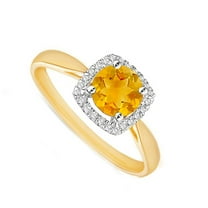 Gold Plated 925 Sterling Silver 5.00 Mm Natural November Birthstone Halo Style Silver Ring