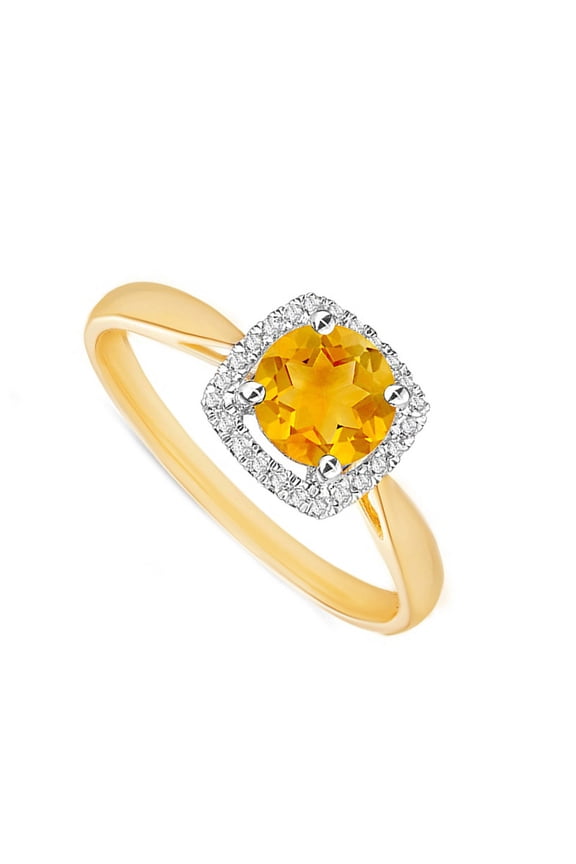 Gold Plated 925 Sterling Silver 5.00 Mm Natural November Birthstone Halo Style Silver Ring