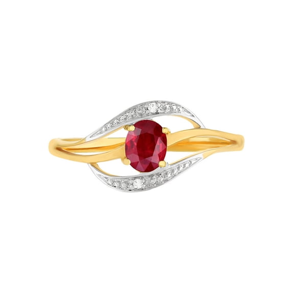 Gold Plated 925 Sterling Silver 7X5 Mm Oval Cut Natural Ruby Gemstone Wedding Band Ring