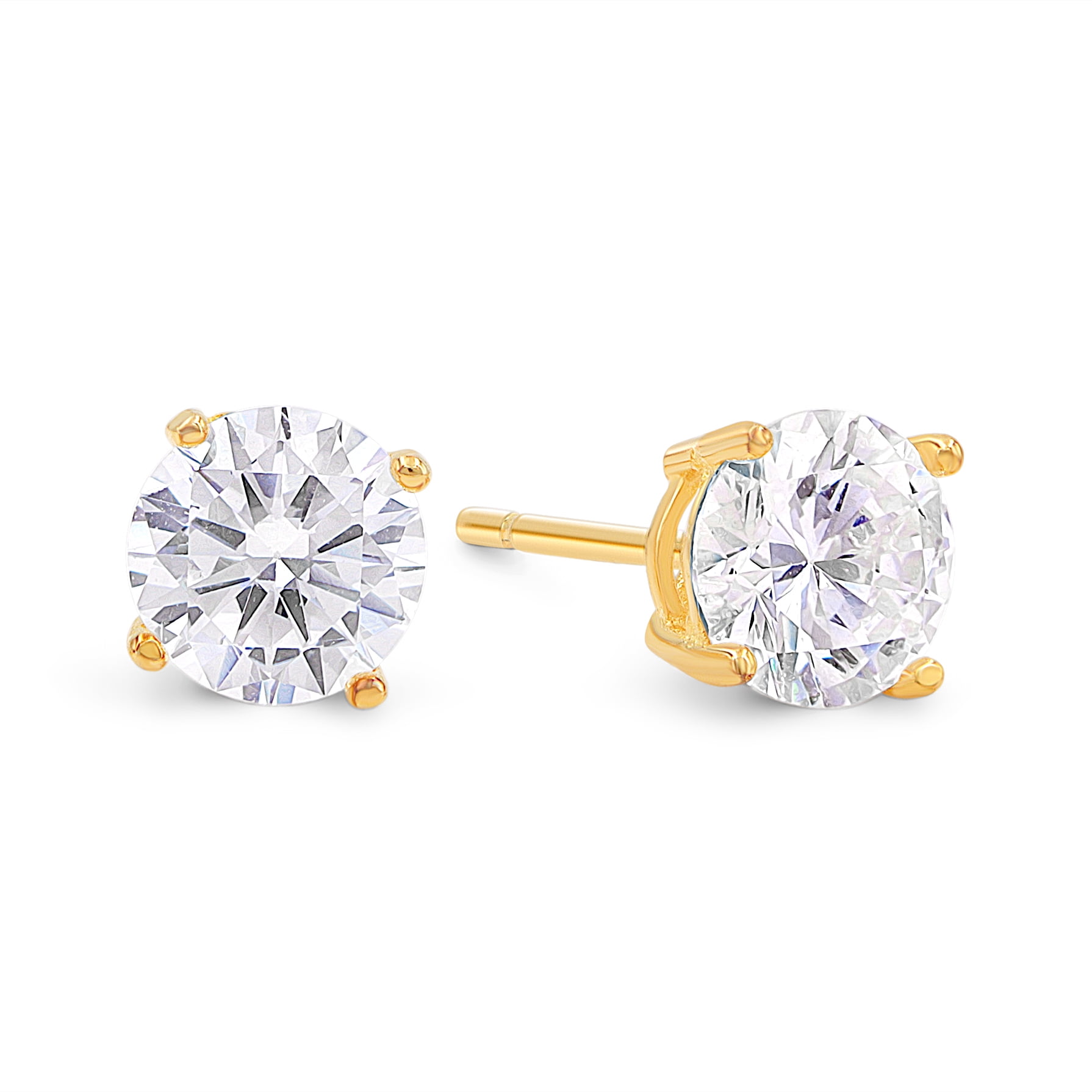 Gold Plated .925 Sterling Silver Basket Setting Stud Earrings