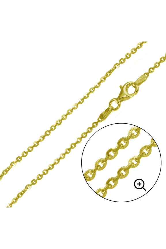 Gold Plated 925 Sterling Silver Brillantina DC 050 Chain 2.1mm Made in Italy 16" Jewelry Female