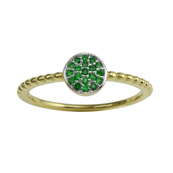 Gold Plated 925 Sterling Silver Circle Ring with Green Cubic Zirconia Jewelry Female Male Size 5