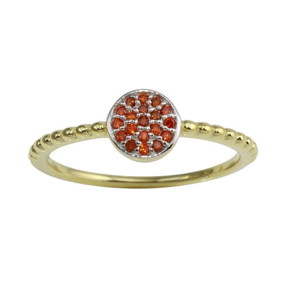 Gold Plated 925 Sterling Silver Circle Ring with Red Band Cubic Zirconia Jewelry Female Male Size 8