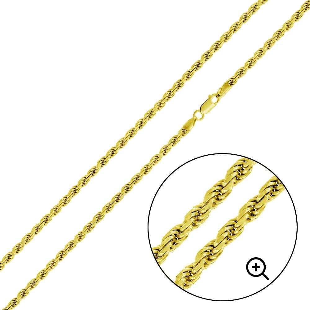 Gold Plated 925 Sterling Silver Diamond-Cut Rope 060 Chain 2.8mm Italy ...