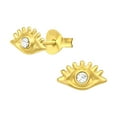 thumbnail image 1 of Gold Plated 925 Sterling Silver Evil Eye Stud Earrings with Crystals, 1 of 2