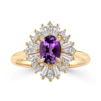 Gold Plated 925 Sterling Silver February Birthstone Natural African Amethyst Gemstone Cluster Ring For Women