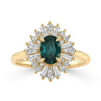 Gold Plated 925 Sterling Silver Natural London Blue Topaz Gemstone Cluster Ring For Women