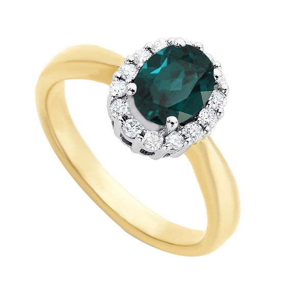 Gold Plated 925 Sterling Silver Natural London Blue Topaz Gemstone Solitaire With Accents Ring For Women