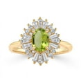 thumbnail image 1 of Gold Plated 925 Sterling Silver Natural Peridot Gemstone Cluster Ring For Women, 1 of 2
