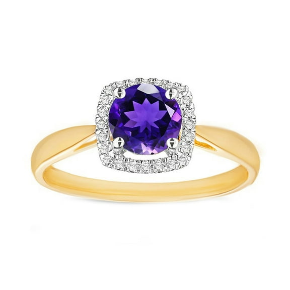 Gold Plated 925 Sterling Silver Natural Purple Amethyst Birthstone Rings Gemstone Silver Ring