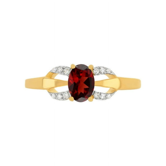 Gold Plated 925 Sterling Silver Natural Red Garnet Gemstone Silver Statement Ring