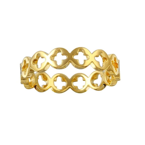 Gold Plated 925 Sterling Silver Open Cross Disc Link Ring Band Jewelry Female Male Unisex Size 7