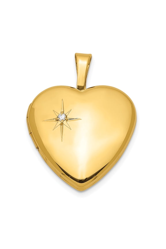 Sterling Silver Gold-plated & Diamond 16mm Heart Locket