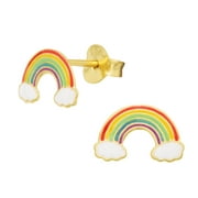 Gold Plated 925 Sterling Silver Rainbow Stud Earrings