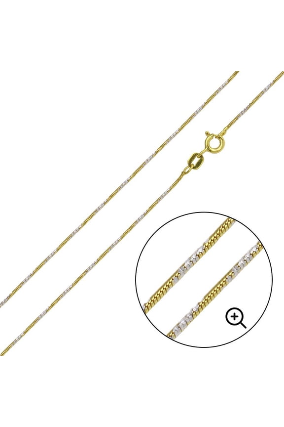 Gold Plated 925 Sterling Silver Snake Round DC Chain 1.2mm Made in Italy 18" Jewelry Female Unisex