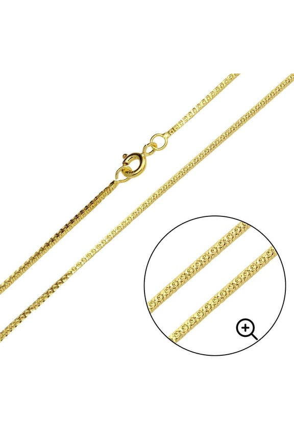 Gold Plated 925 Sterling Silver Square Sided Snake 025 Chain 1mm Italy 16" Jewelry Female Unisex