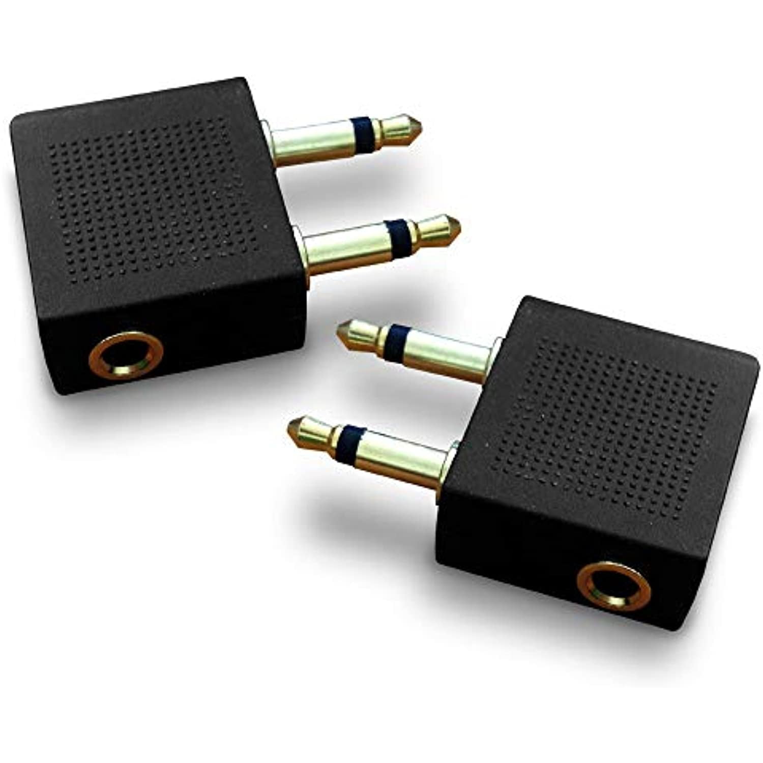 Gold Plated Airplane Flight Headphone Adapters (Pack of 2) Allows You