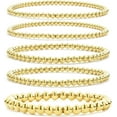 thumbnail image 1 of Gold Plated Beaded Bracelet For Women Set 14K Gold Plated Bead Stretch Bracelet Stack Trendy Gold Jewelry For Women, 1 of 6