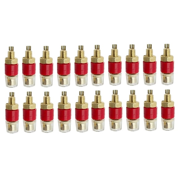 Gold Plated Binding Posts for Speaker Wire, Brass Terminal Connector with 4mm Banana Socket for Audio and Home Theater System(20Red)