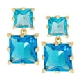 thumbnail image 1 of Gold Plated Blue Topaz Cubic Zirconia Double Square Stud Earrings, 1 of 4